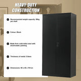 Two-Door Metal Cabinet Shelf Storage for Home Office Gym