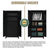 Black Two Door Metal Storage Cabinet with Legs Adjustable Shelf Lockable Steel Cupboard for Home Office Gym