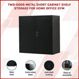 Two-Door Metal Short Cabinet Shelf Storage for Home Office Gym