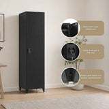 Single-Door Metal Tall Cabinet Shelf Storage for Home Office Gym