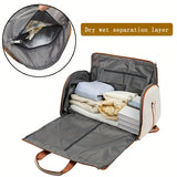 Convertible Travel Garment Bag Large Duffel Suit Carrier with Shoe Compartment & Hidden Backpack Straps Waterproof  Black