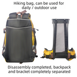 40L Black Lightweight Outdoor Hiking Backpack with Detachable Suspended Frame & Rain Cover - Waterproof Travel Daypack, Multi-Pocket Storage and Gear Attachments for Trekking Camping Cycling Adventures