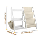 3-Tier Kids Bookshelf, Toy Storage Organizer for Toddler, Book Shelf for Kids Rooms with Sling Book Rack and Storage Bag, Kids Storage Book Shelves for Kids Room, Playroom, Kindergarten, Nursery
