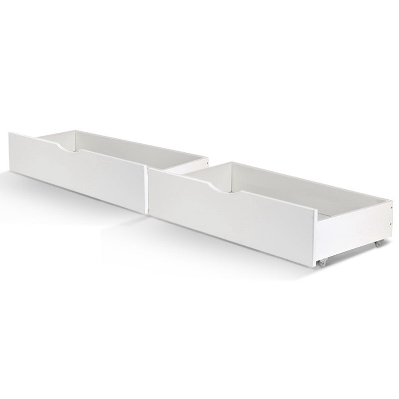 Artiss 2x Bed Frame Storage Drawers Trundle White