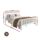 Artiss Bed Frame Double Size Wooden White PONY