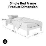 Artiss Bed Frame Single Size Wooden White JADE