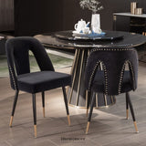 AADEN 2X VELVET DINING CHAIRS WITH METAL LEGS-BLACK