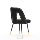 AADEN 2X VELVET DINING CHAIRS WITH METAL LEGS-BLACK