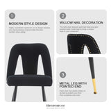 AADEN 2X VELVET DINING CHAIRS WITH METAL LEGS-BLACK