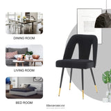AADEN 2X VELVET DINING CHAIRS WITH METAL LEGS-BLACK