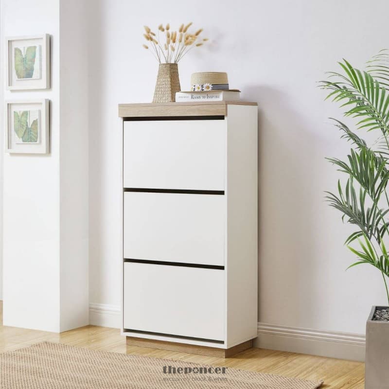 AIDEN COASTAL WHITE OAK SMALL SHOE CABINET