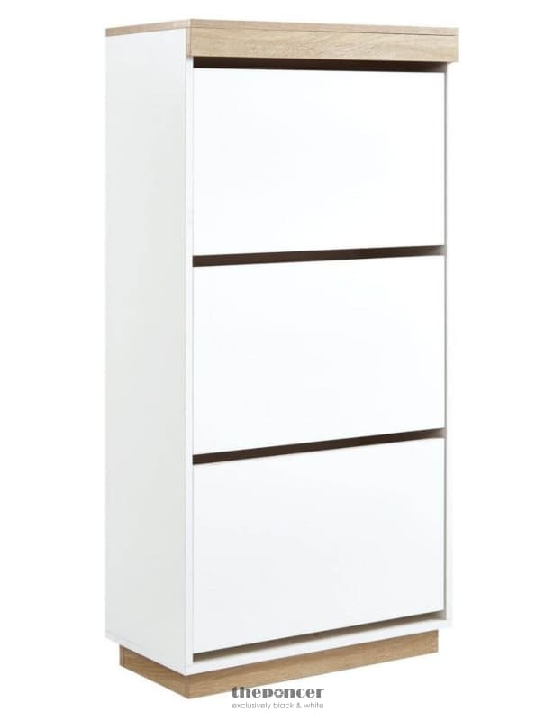 AIDEN COASTAL WHITE OAK SMALL SHOE CABINET