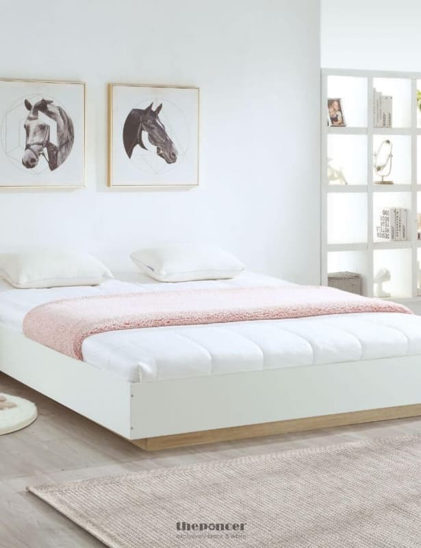 AIDEN INDUSTRIAL CONTEMPORARY WHITE OAK BED BASE