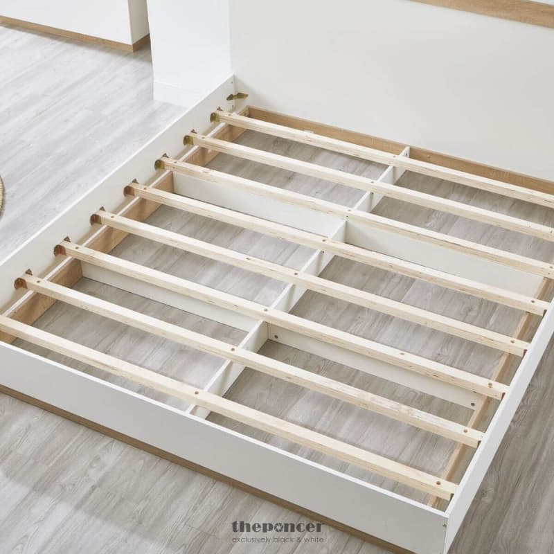 AIDEN INDUSTRIAL CONTEMPORARY WHITE OAK BED FRAME KING SIZE