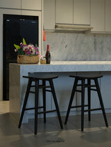 ARIA OVAL SOLID TIMBER COUNTER STOOL (BLACK)