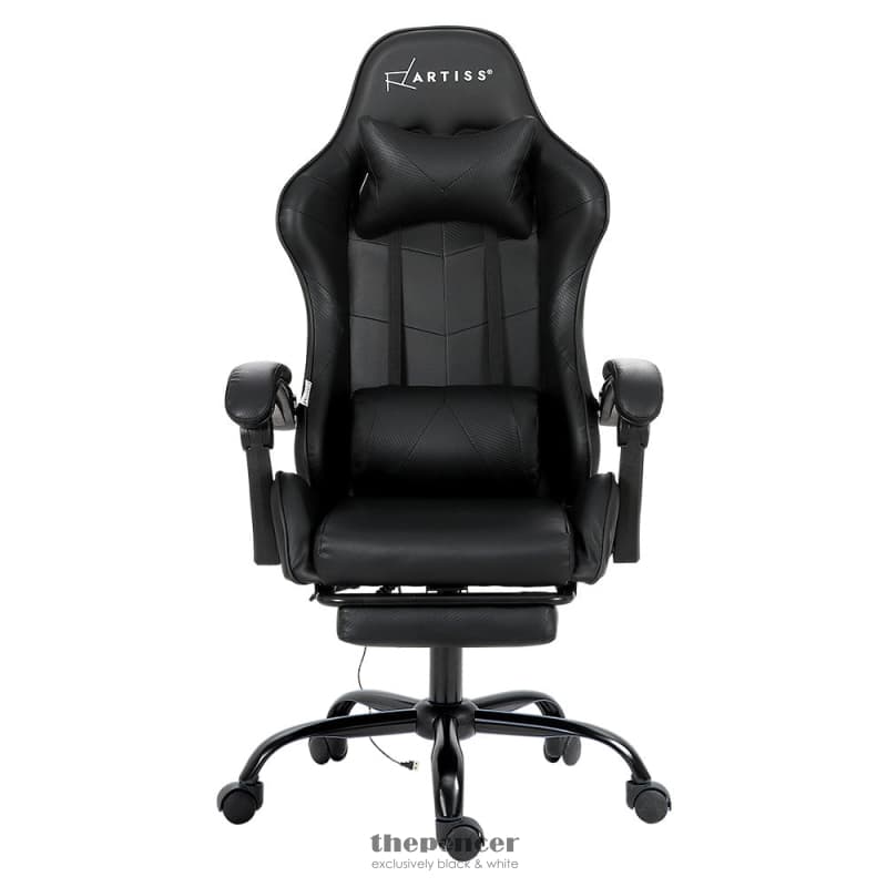 ARTISS 2 POINT MASSAGE GAMING OFFICE CHAIR FOOTREST BLACK