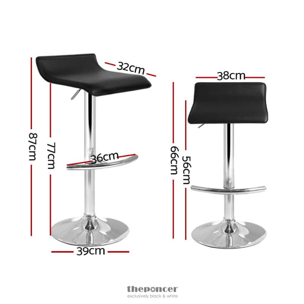 ARTISS 2X BAR STOOLS ADJUSTABLE GAS LIFT CHAIRS BLACK