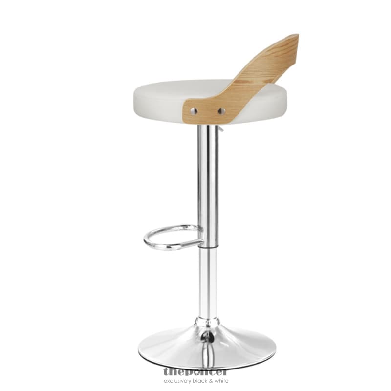 ARTISS 2X BAR STOOLS ADJUSTABLE LEATHER PADDED WHITE