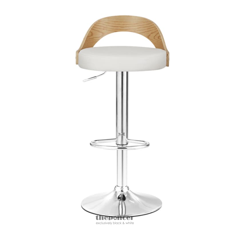 ARTISS 2X BAR STOOLS ADJUSTABLE LEATHER PADDED WHITE