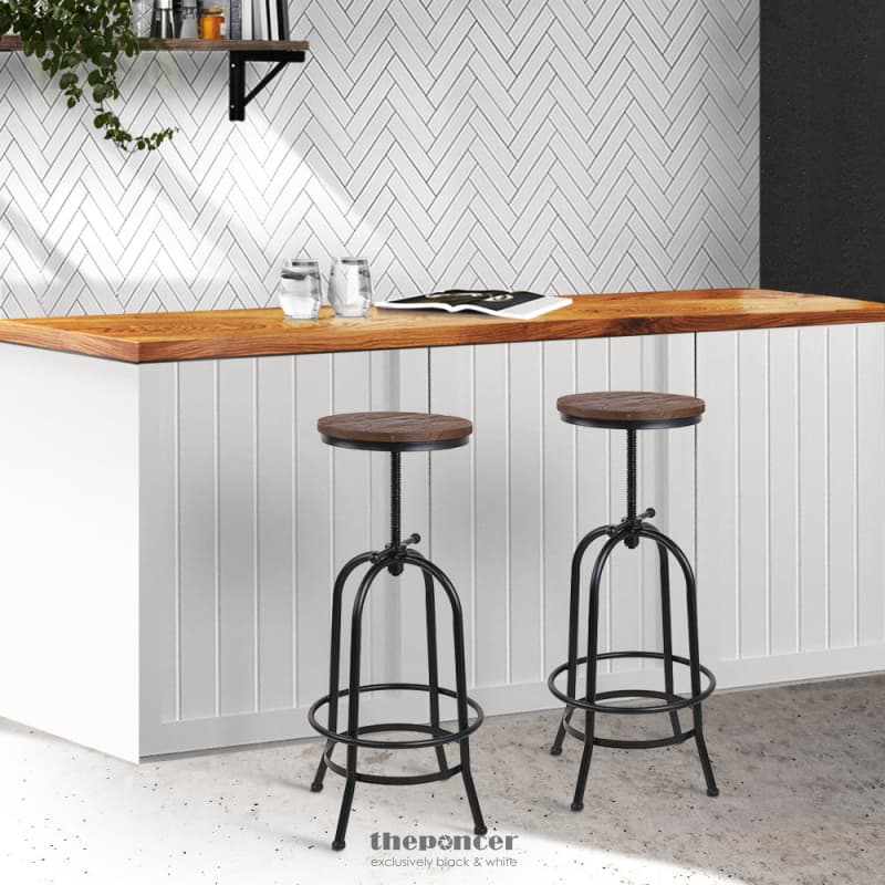 ARTISS 2X BAR STOOLS ADJUSTABLE WOOD CHAIRS