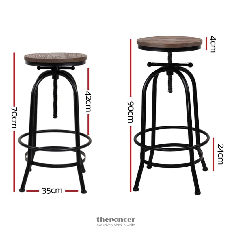 ARTISS 2X BAR STOOLS ADJUSTABLE WOOD CHAIRS