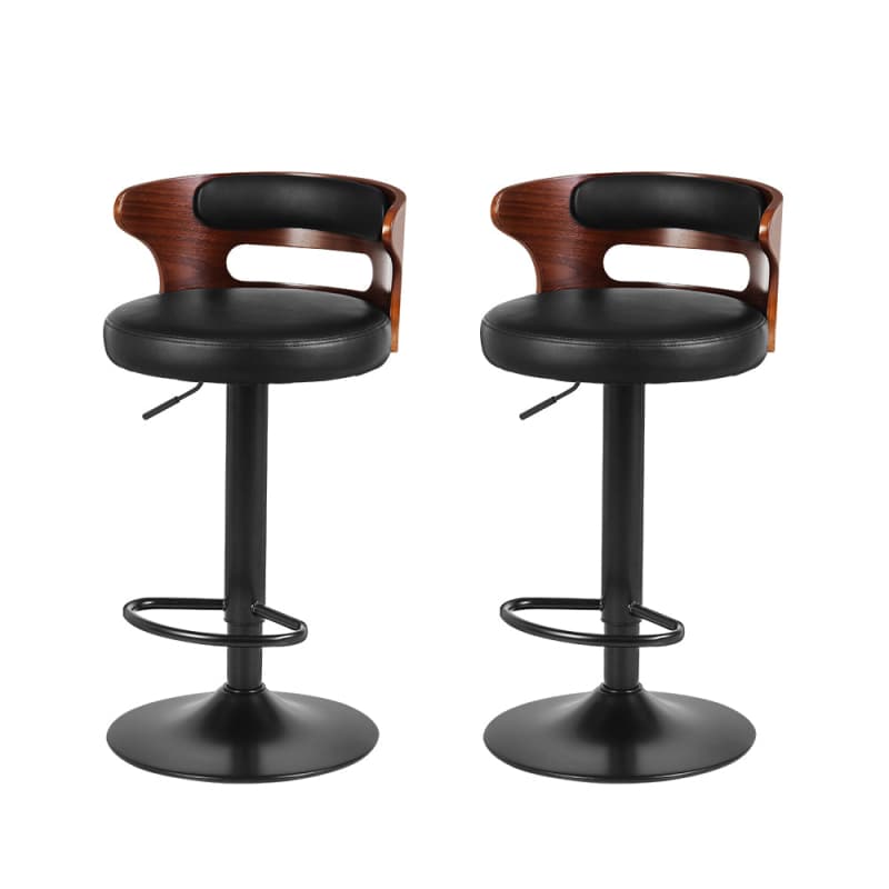 ARTISS 2X BAR STOOLS GAS LIFT FAUX LEATHER