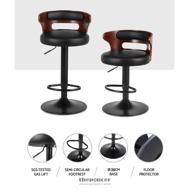 ARTISS 2X BAR STOOLS GAS LIFT FAUX LEATHER