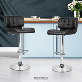 ARTISS 2X BAR STOOLS GAS LIFT LEATHER PADDED STOOL BLACK