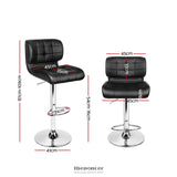 ARTISS 2X BAR STOOLS GAS LIFT LEATHER PADDED STOOL BLACK