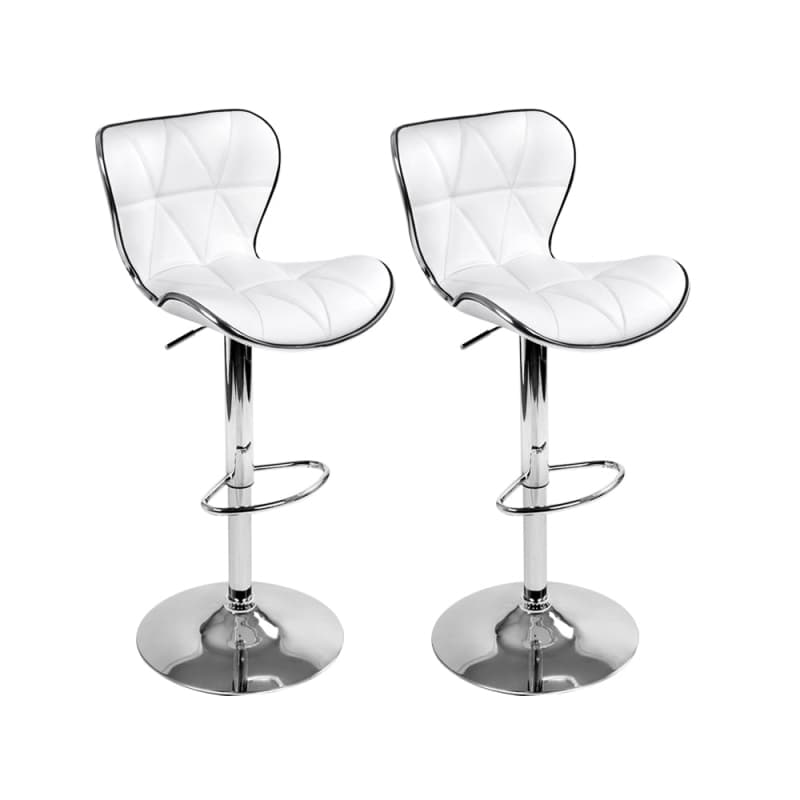 ARTISS 2X BAR STOOLS GAS LIFT LEATHER SEAT WHITE