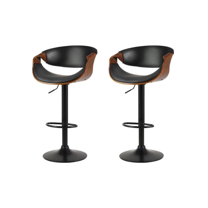 ARTISS 2X BAR STOOLS GAS LIFT LEATHER W/ARMREST