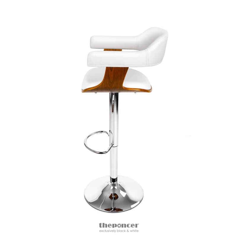 ARTISS 2X BAR STOOLS GAS LIFT LEATHER W/ARMREST WHITE