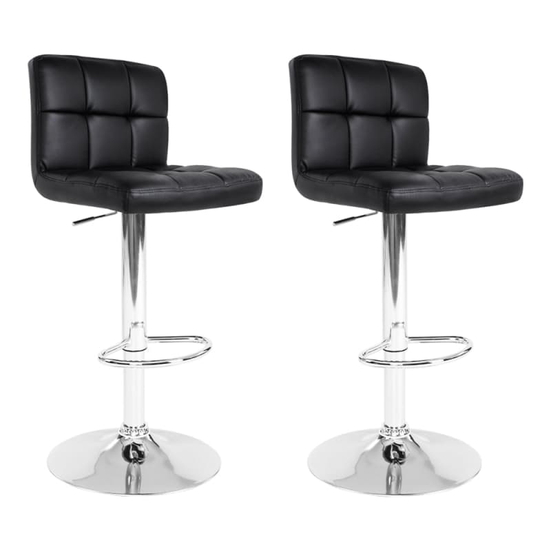 ARTISS 2X BAR STOOLS LEATHER GAS LIFT BLACK