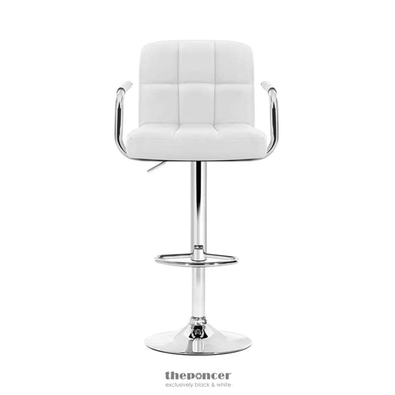 ARTISS 2X BAR STOOLS LEATHER GAS LIFT W/ARMREST WHITE