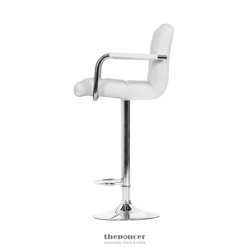 ARTISS 2X BAR STOOLS LEATHER GAS LIFT W/ARMREST WHITE