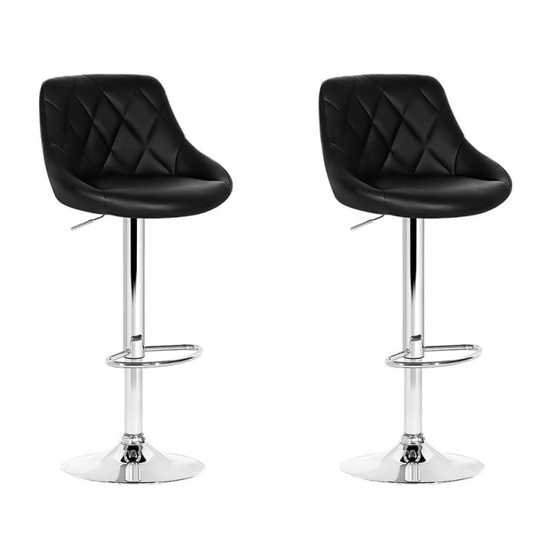 ARTISS 2X BAR STOOLS LEATHER PADDED GAS LIFT STOOL BLACK