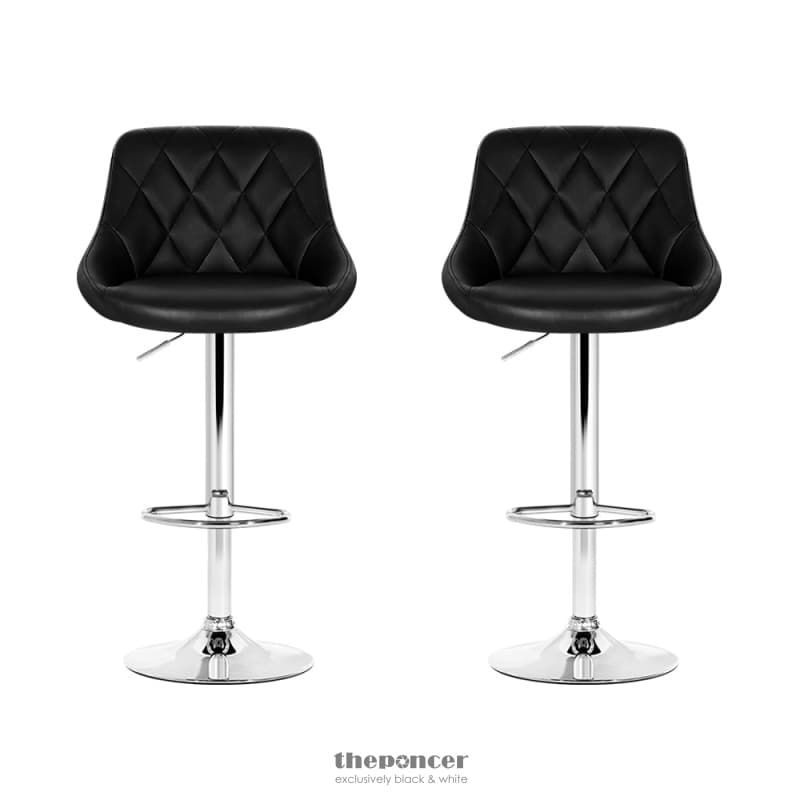 ARTISS 2X BAR STOOLS LEATHER PADDED GAS LIFT STOOL BLACK