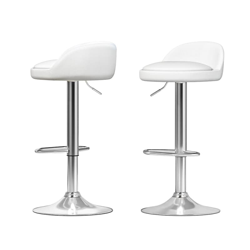 ARTISS 2X BAR STOOLS PU LEATHER GAS LIFT WHITE