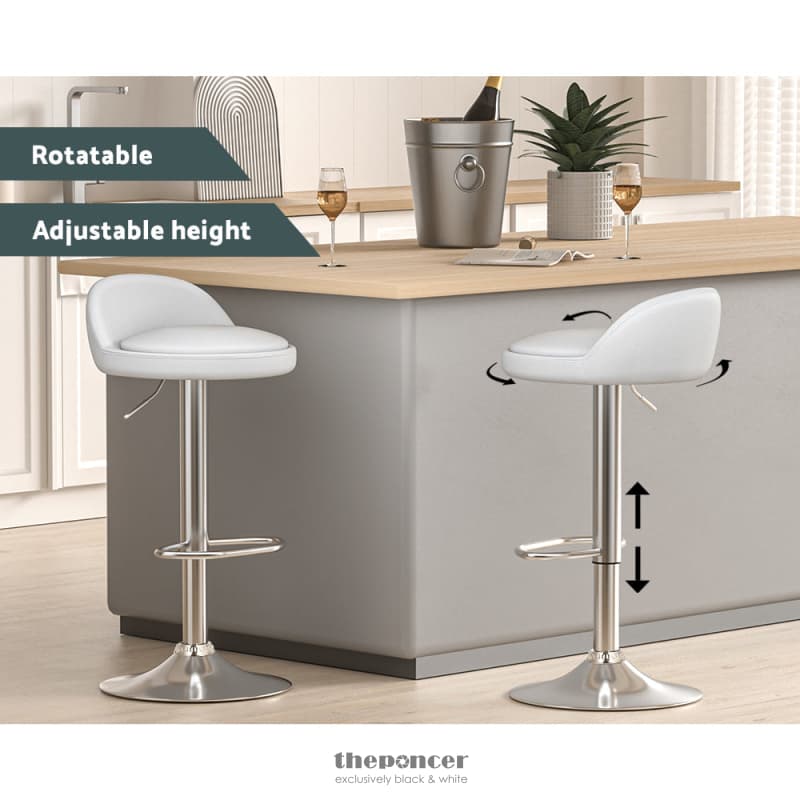 ARTISS 2X BAR STOOLS PU LEATHER GAS LIFT WHITE