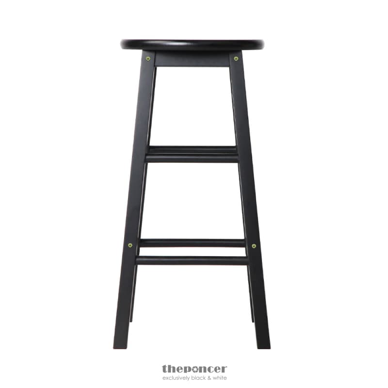 ARTISS 2X BAR STOOLS ROUND CHAIRS WOODEN BLACK