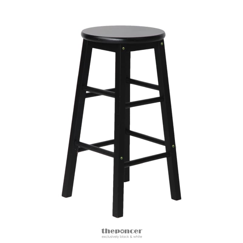 ARTISS 2X BAR STOOLS ROUND CHAIRS WOODEN BLACK