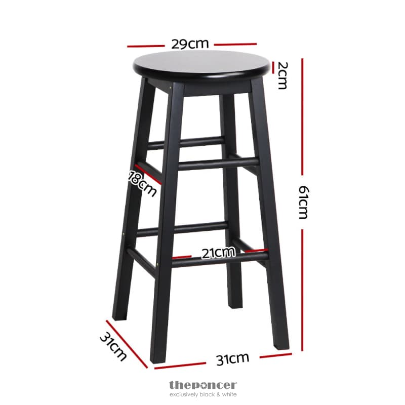 ARTISS 2X BAR STOOLS ROUND CHAIRS WOODEN BLACK