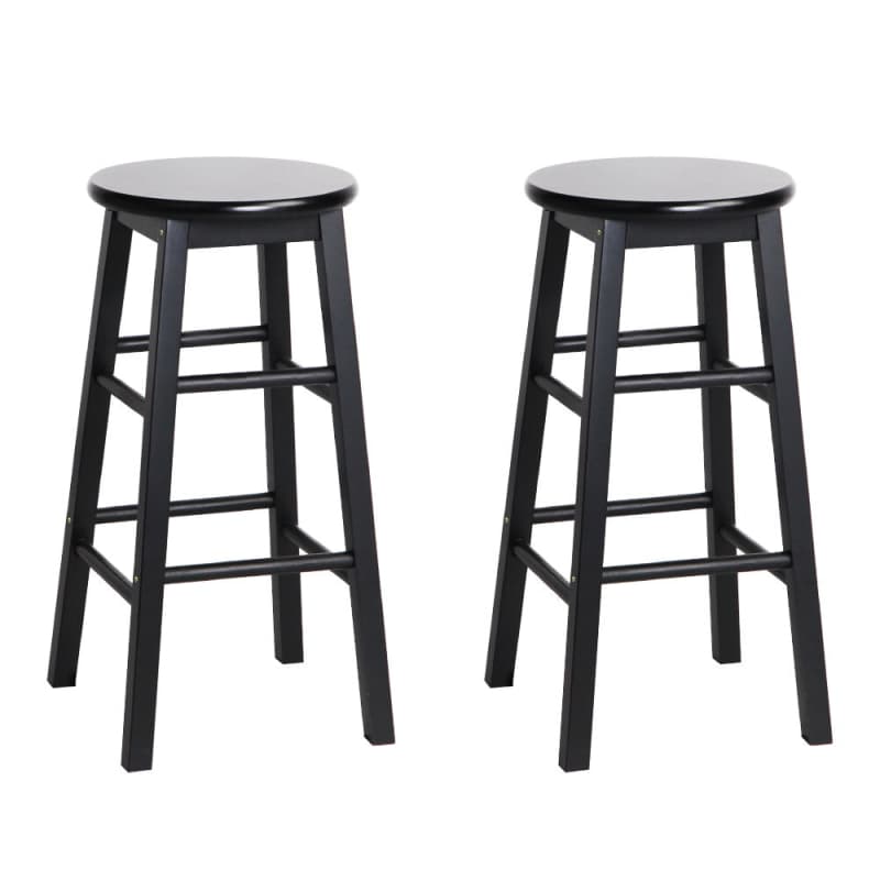 ARTISS 2X BAR STOOLS ROUND CHAIRS WOODEN BLACK