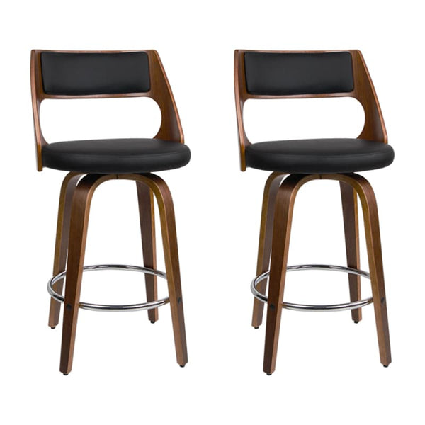 ARTISS 2X BAR STOOLS SWIVEL LEATHER CHAIR 76CM