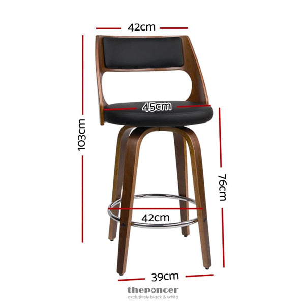 ARTISS 2X BAR STOOLS SWIVEL LEATHER CHAIR 76CM