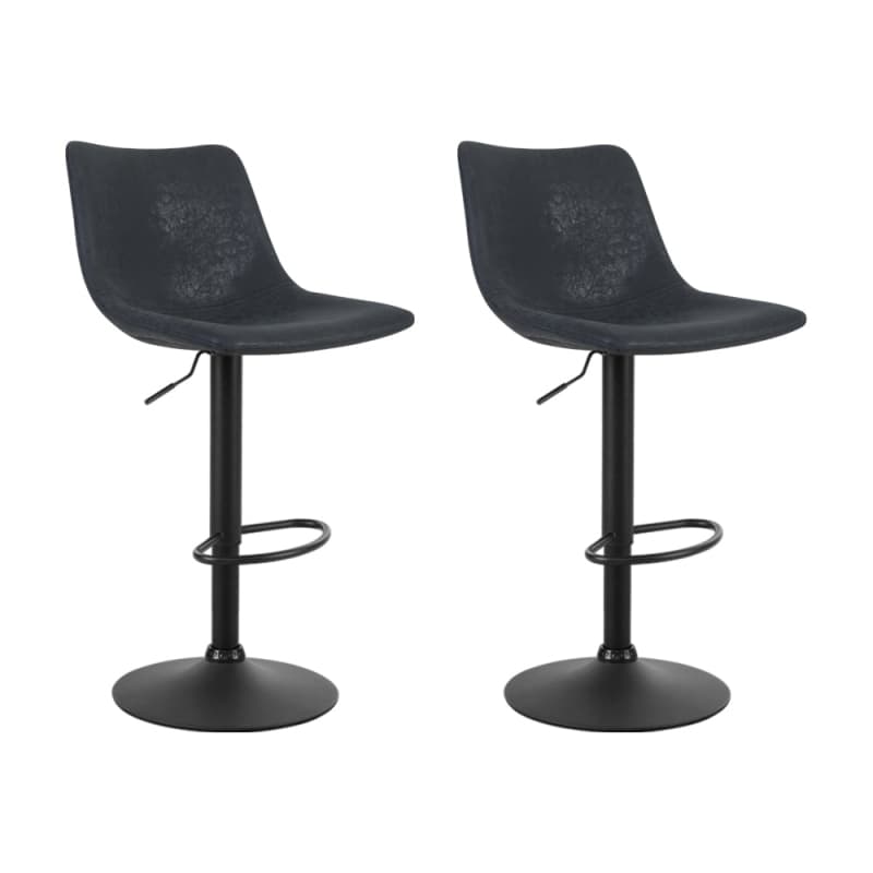 ARTISS 2X BAR STOOLS VINTAGE LEATHER SWIVEL GAS LIFT BLACK