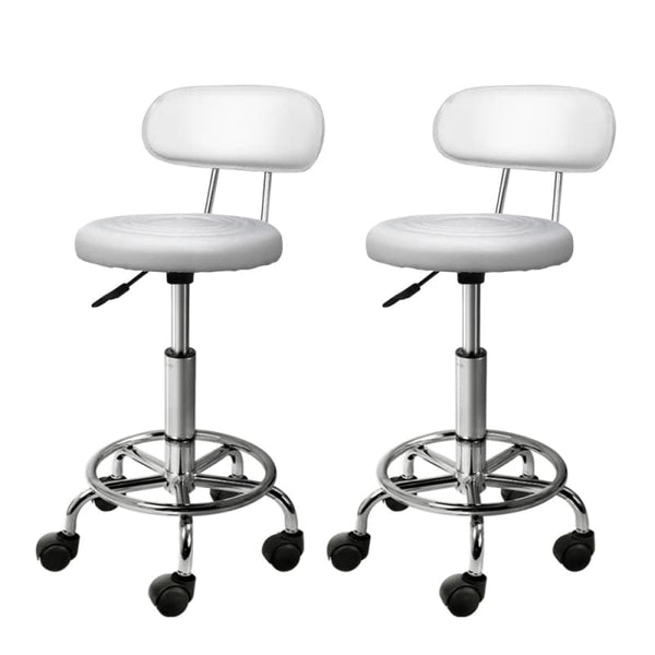 ARTISS 2X SADDLE SALON STOOL SWIVEL BACKREST CHAIR BARBER