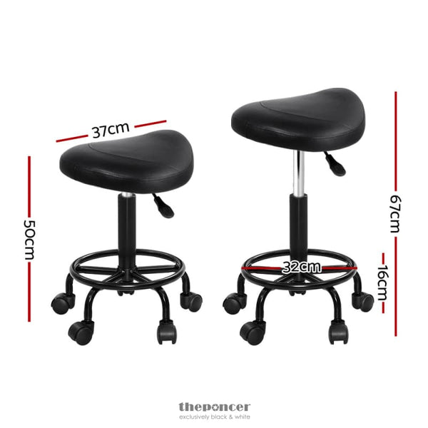 ARTISS 2X SADDLE SALON STOOL SWIVEL BARBER CHAIRS BAR