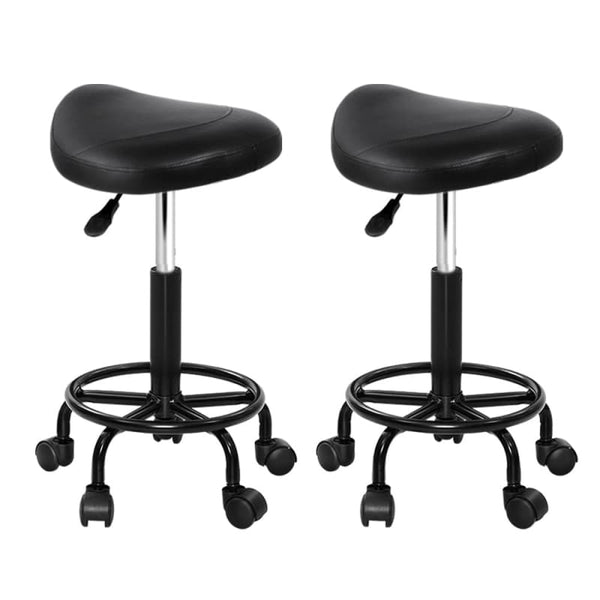 ARTISS 2X SADDLE SALON STOOL SWIVEL BARBER CHAIRS BAR