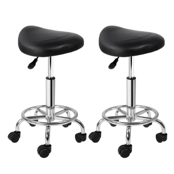 ARTISS 2X SADDLE SALON STOOL SWIVEL BARBER HAIR DRESS CHAIR